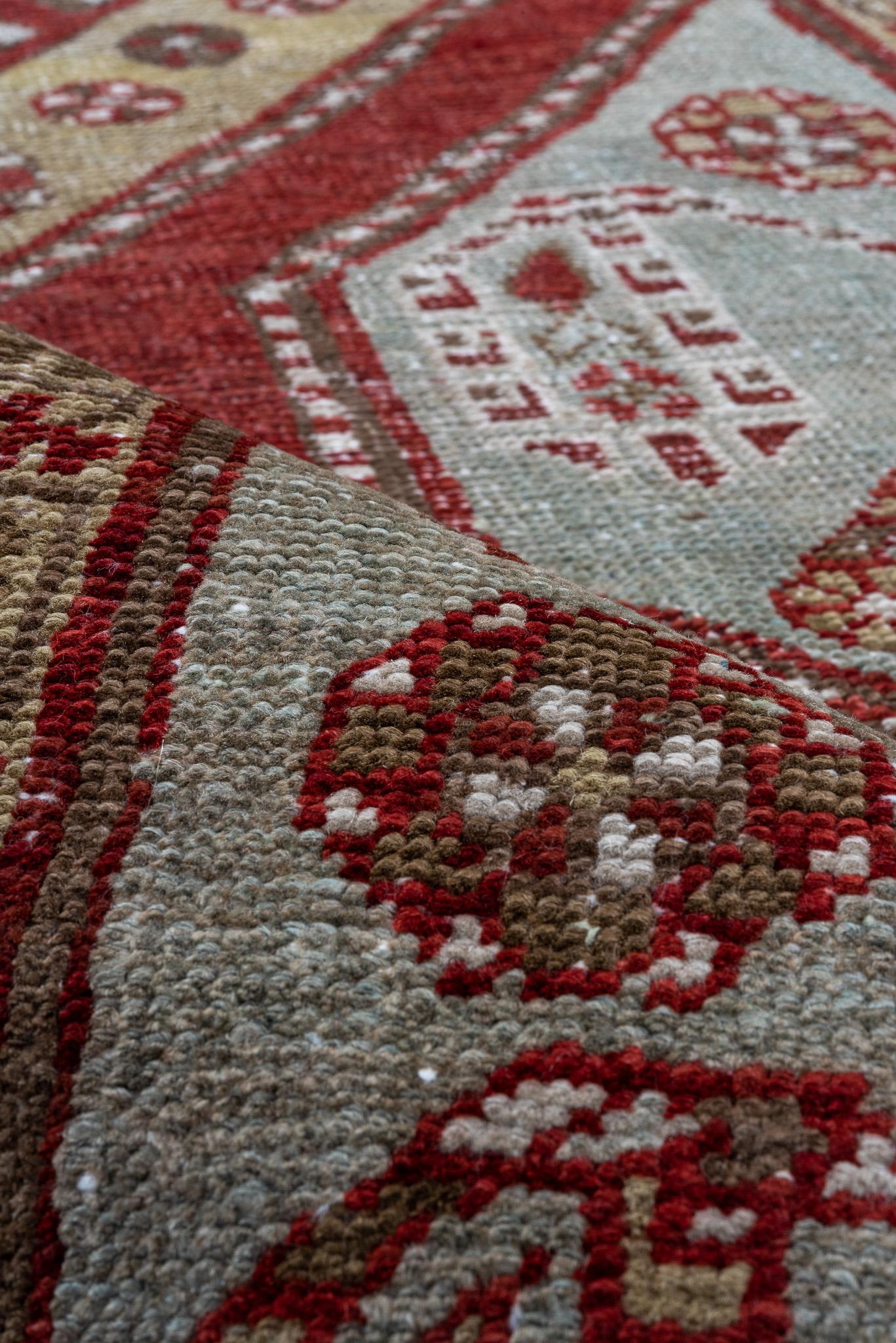 Runner Oushak in osso e rosso vintage in vendita 2