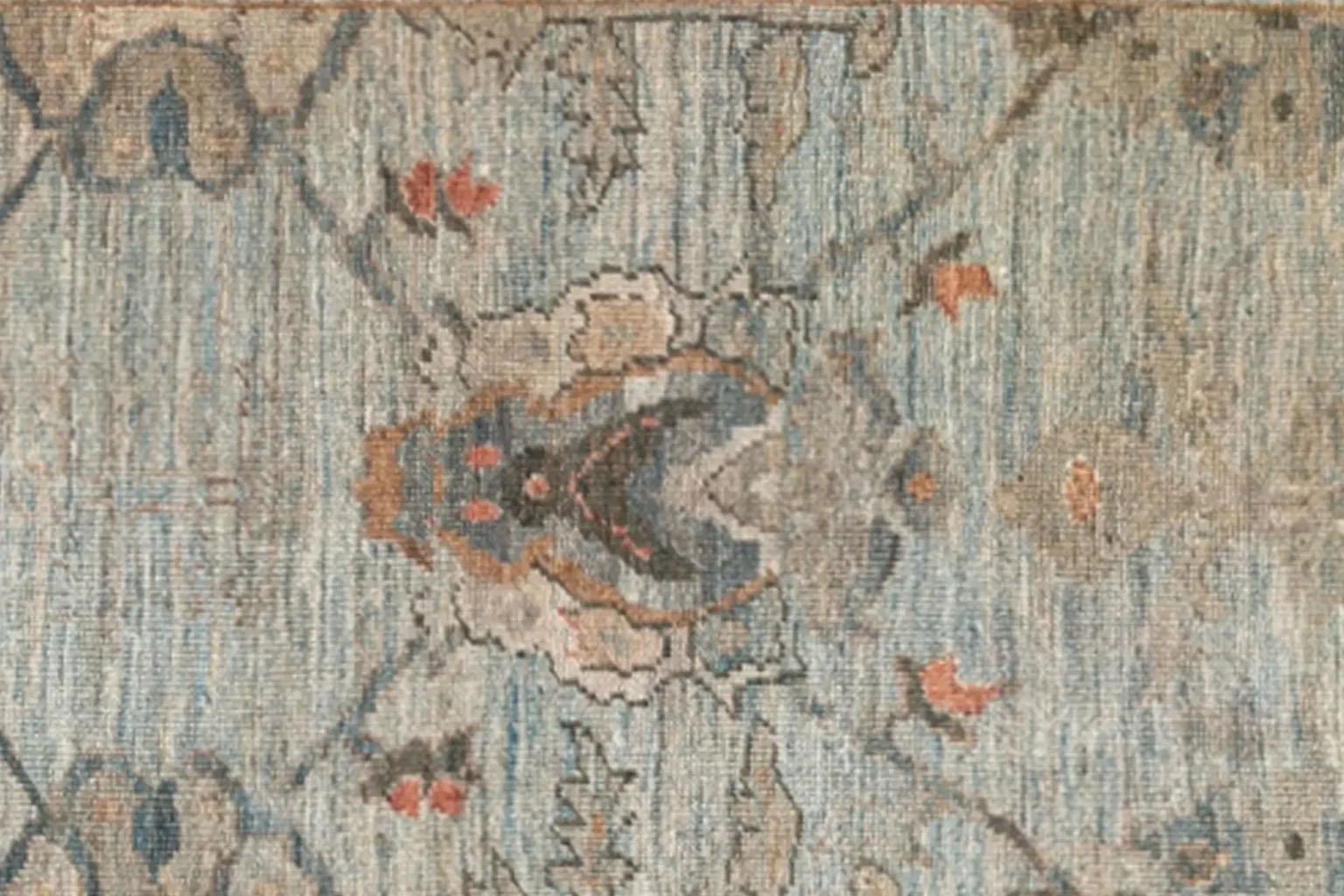 Wool Turkey Long Runner Rug Circa 1990 - Oushak Design - blue Ivory For Sale