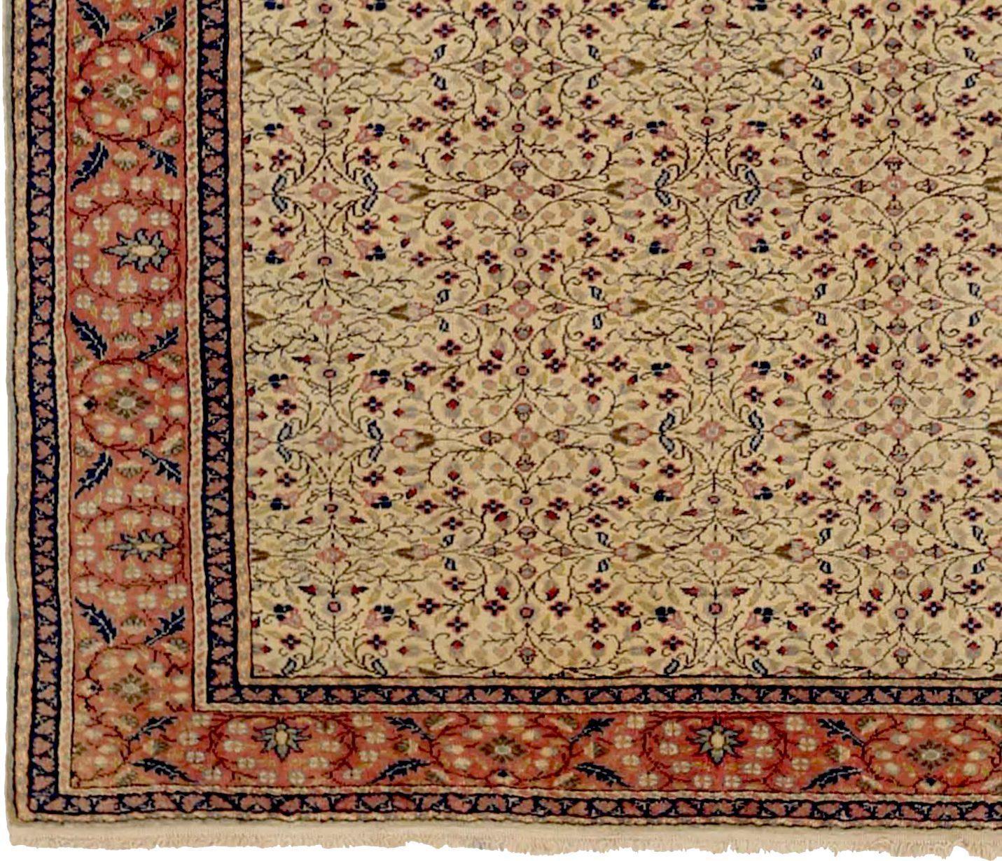 Afghanistan Oushak Kleiner Teppich Circa 1940 - Wolle Elfenbein Marineblau Rot 71147 (Afghanisch) im Angebot