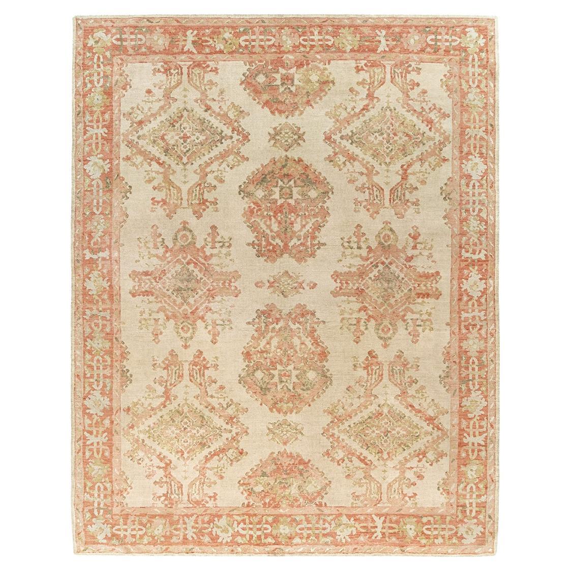 Oushak Style Handwoven Carpet Rug 9' x 11'5 For Sale