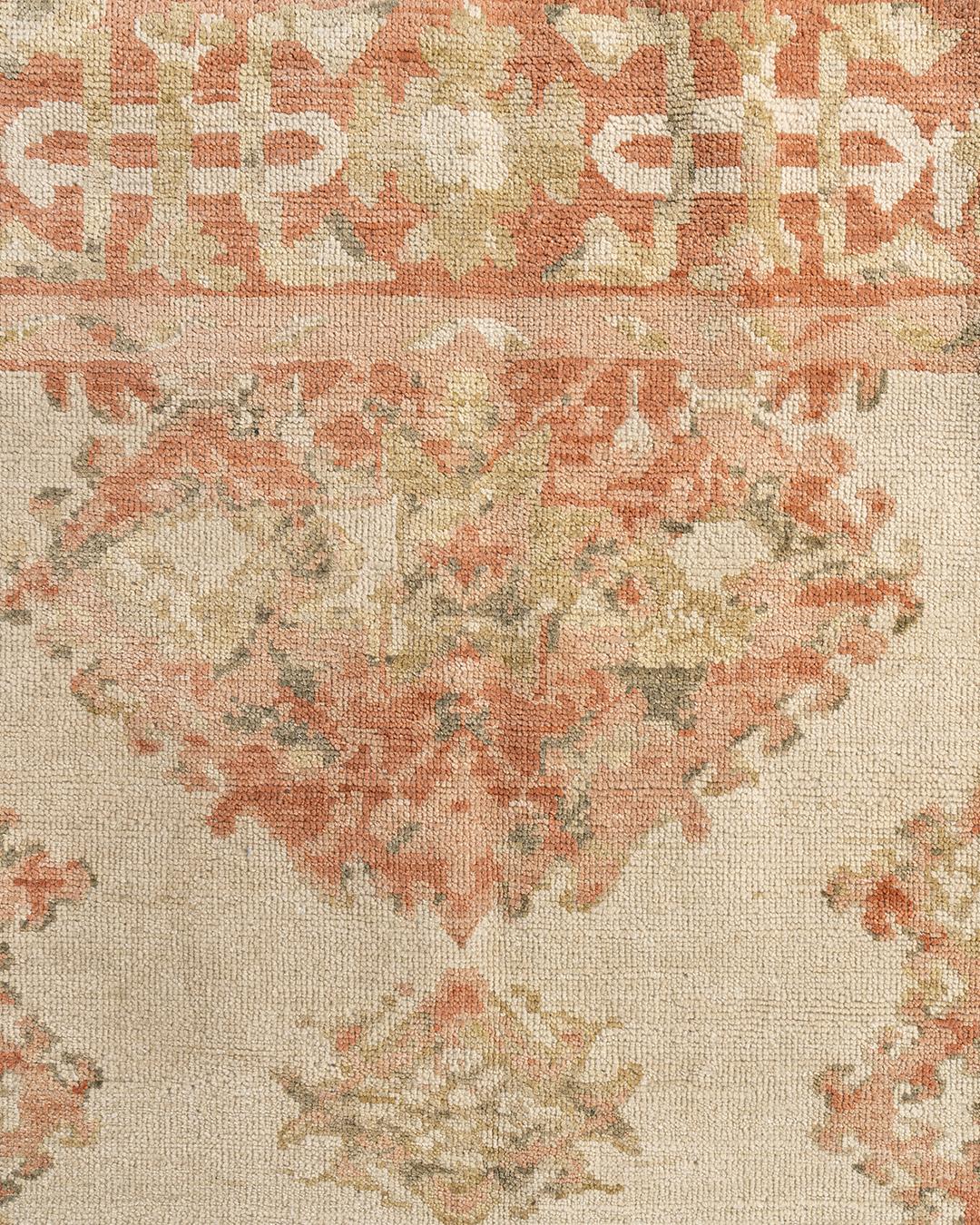 Hand-Knotted Oushak Terracotta Style Handwoven Carpet Rug 9' x 11'5 For Sale