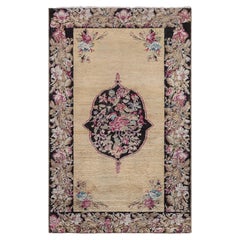 Oushak Turkish Antique Medallion Beige Rug - c. 1920 Paisley Design