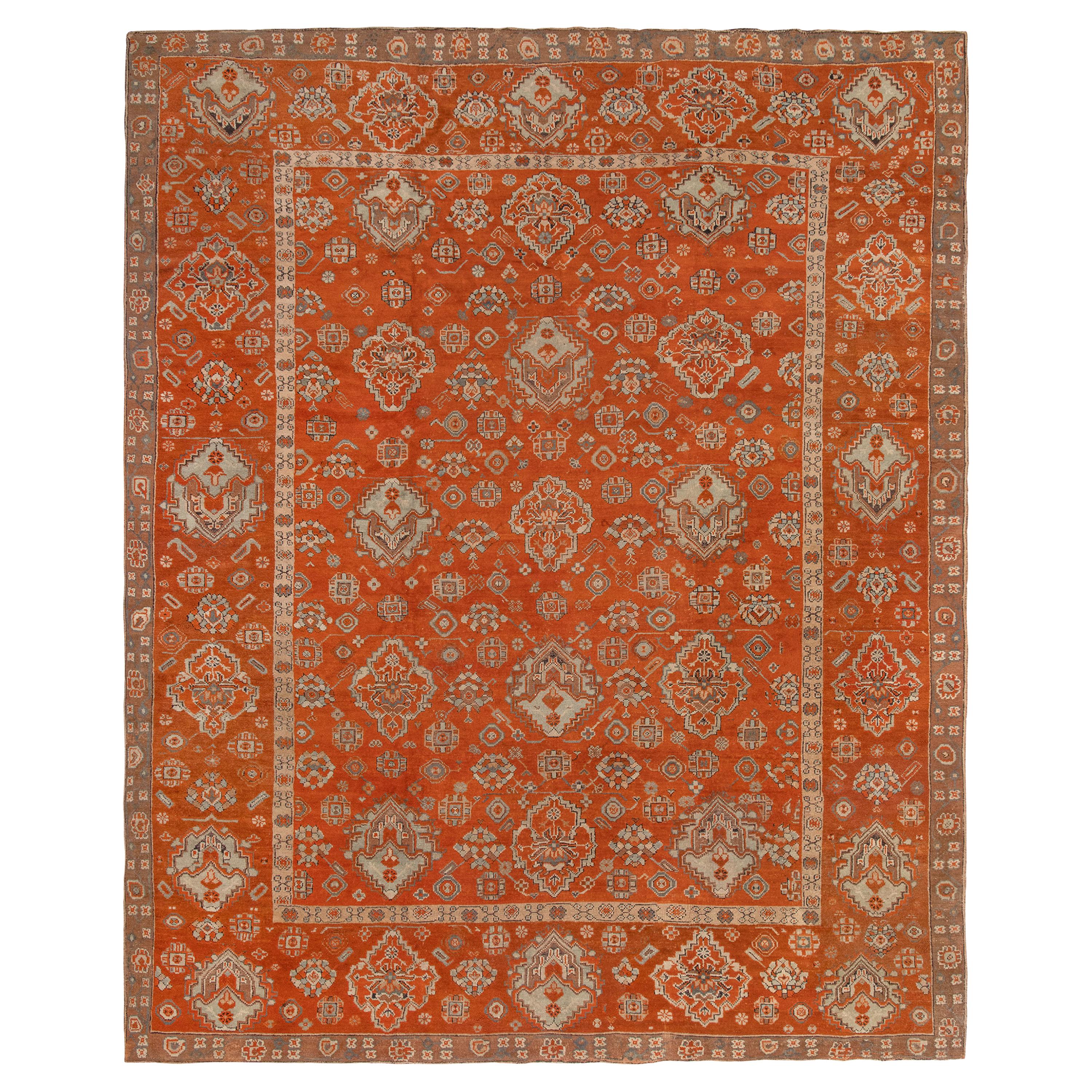 Türkischer Oushak-Teppich im Vintage-Stil, um 1900