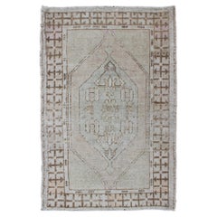 Oushak Vintage Rug from Turkey with Layered Medallion in Tan & Taupe