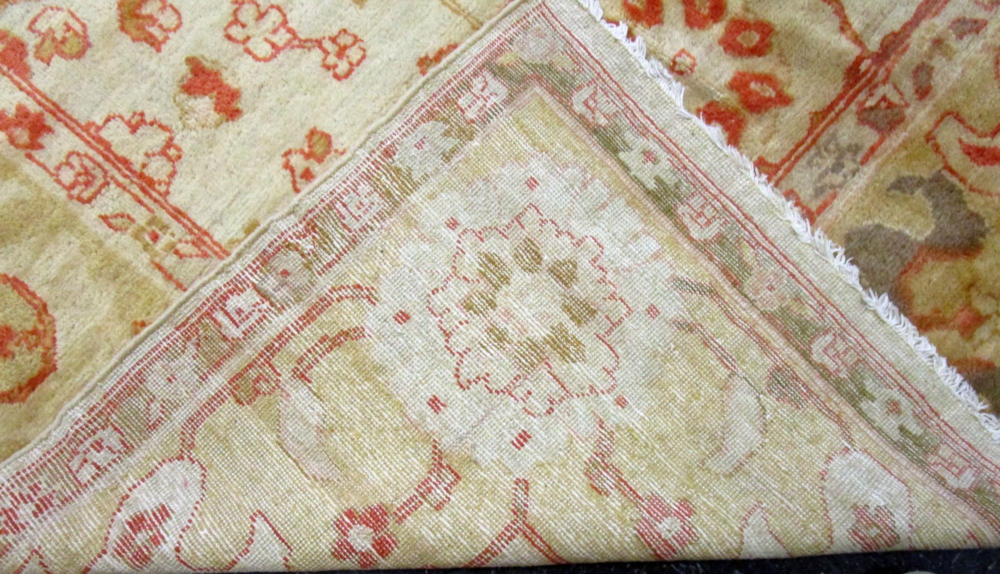 Oushak Wool Pile Antique Turkish Rug Large Size For Sale 9