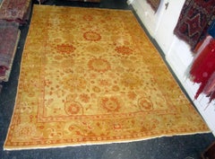 Antique Oushak Turkish Rug, Hand-Knotted Wool & Cotton, Large, 1900s
