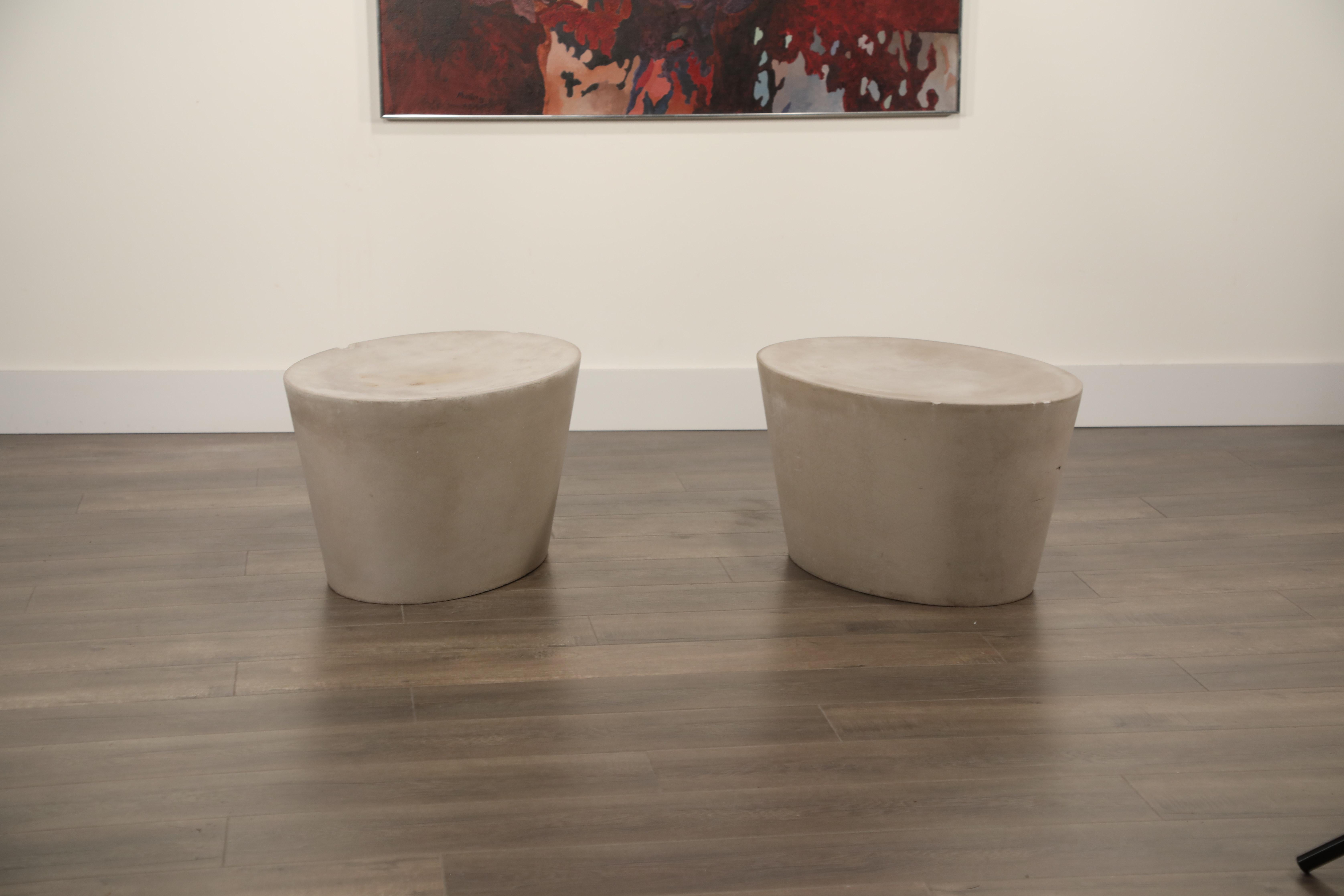 Out of Production Pair of Maya Lin 1st-Gen Concrete Stools for Knoll Studio 8