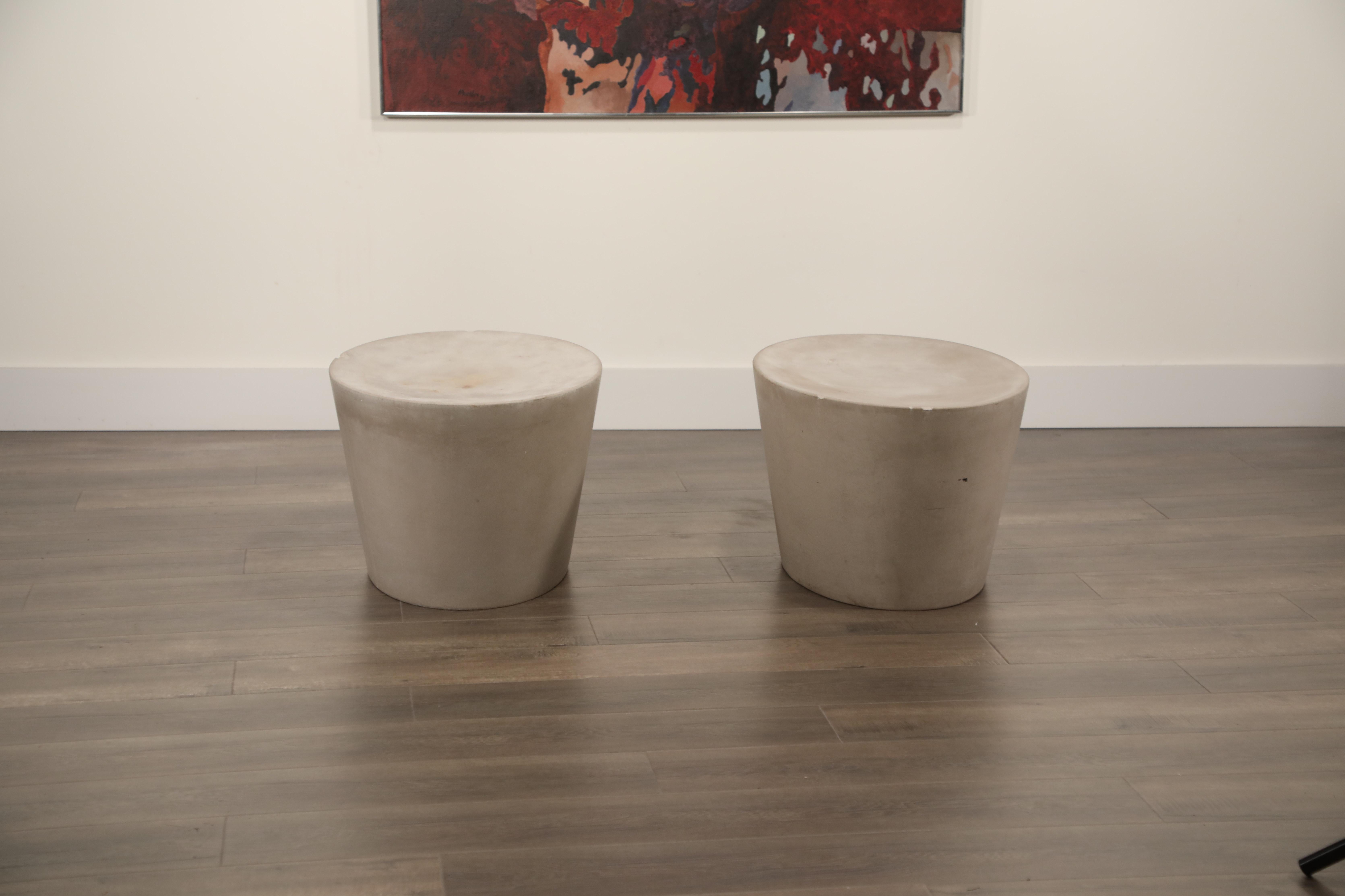 Out of Production Pair of Maya Lin 1st-Gen Concrete Stools for Knoll Studio 9