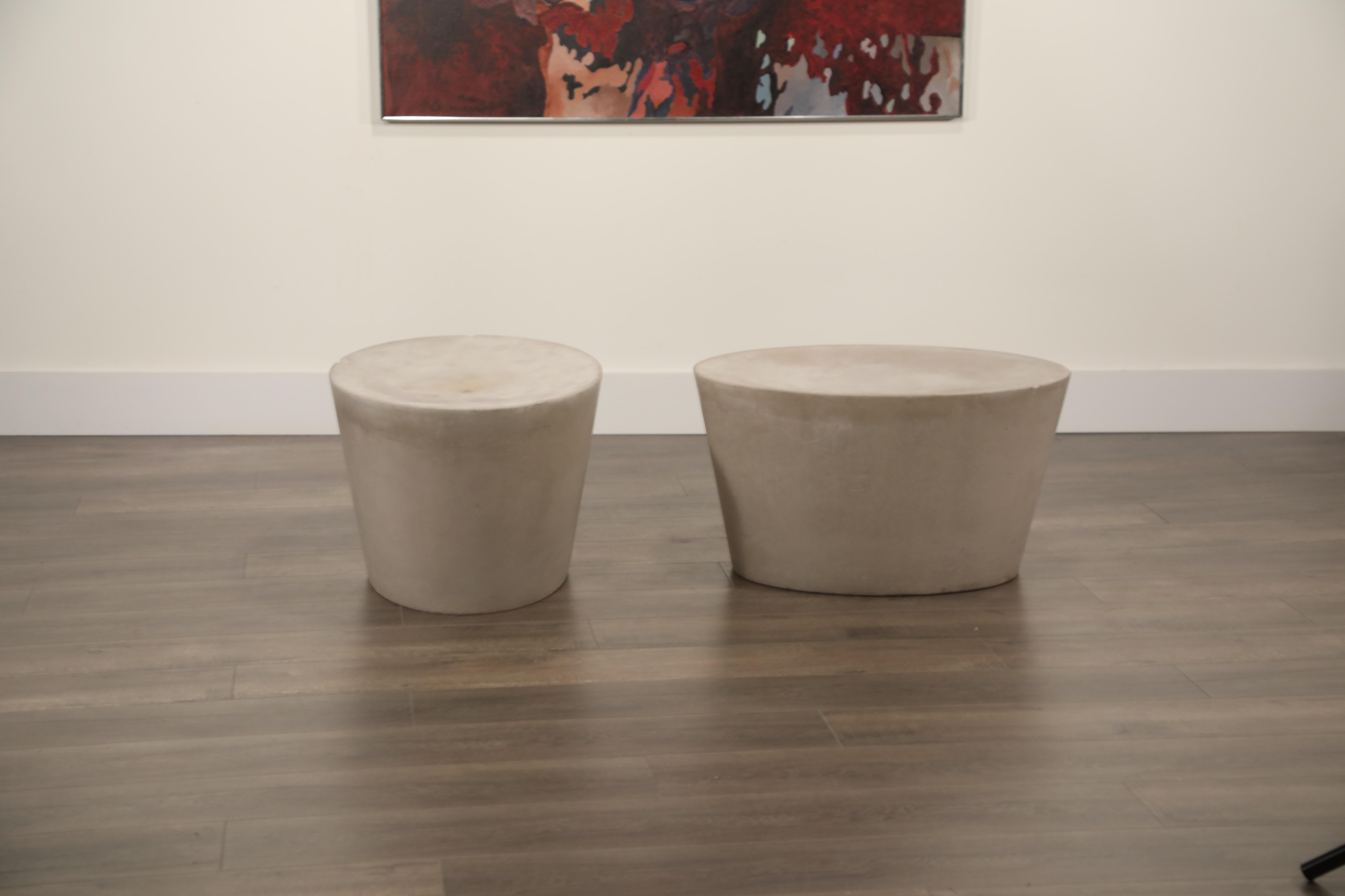 Out of Production Pair of Maya Lin 1st-Gen Concrete Stools for Knoll Studio 10