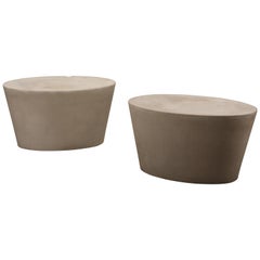 Out of Production Pair of Maya Lin 1st-Gen Concrete Stools for Knoll Studio