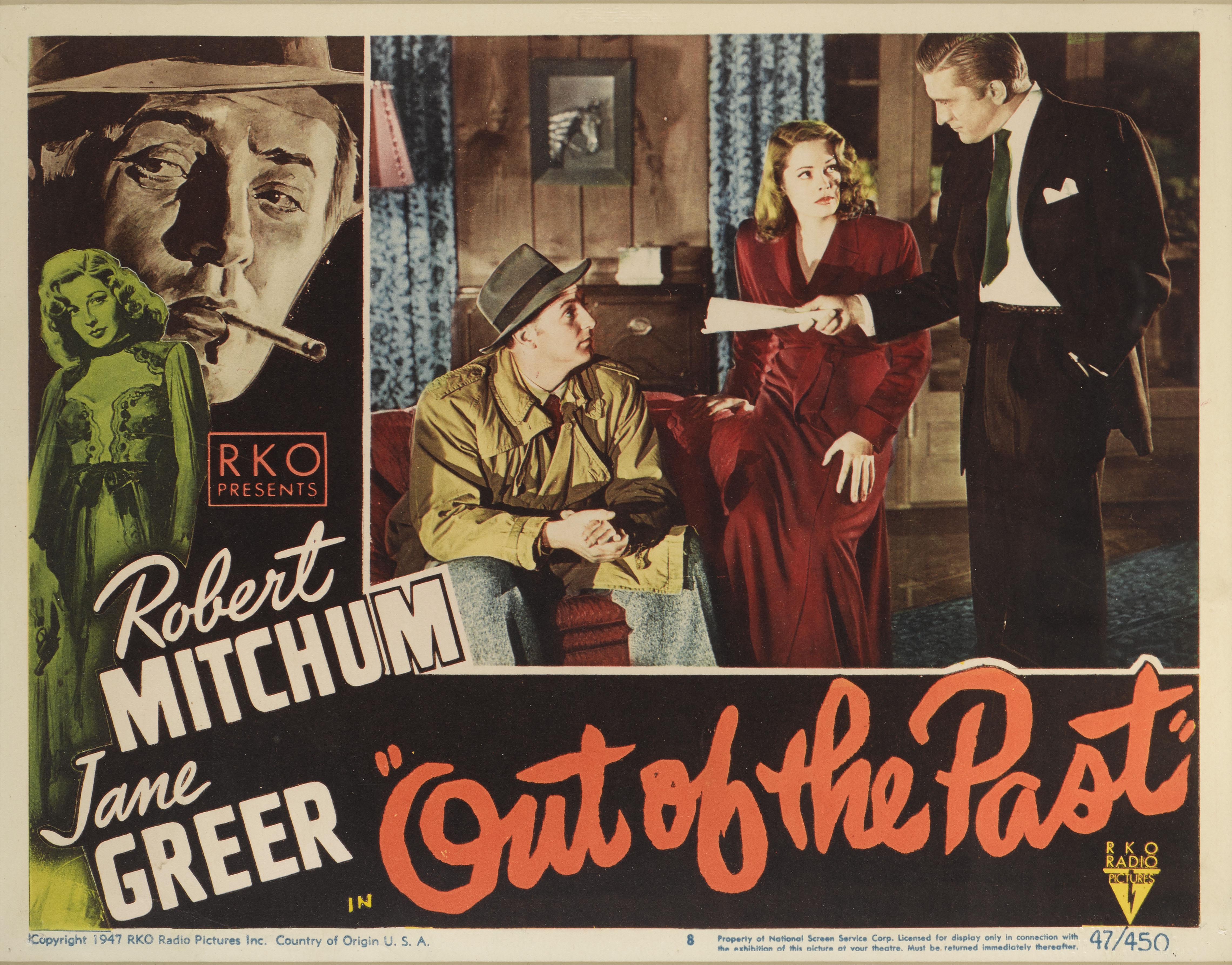 Original US-Lobbykarte Nummer 8 für den Film Noir Out of the Past von 1947.
Der Film mit Robert Mitchum, Jane Greer und Kirk Douglas in den Hauptrollen wurde unter der Regie von Jacques Tourneur gedreht.
Das Werk ist mit UV-Plexiglas in einem