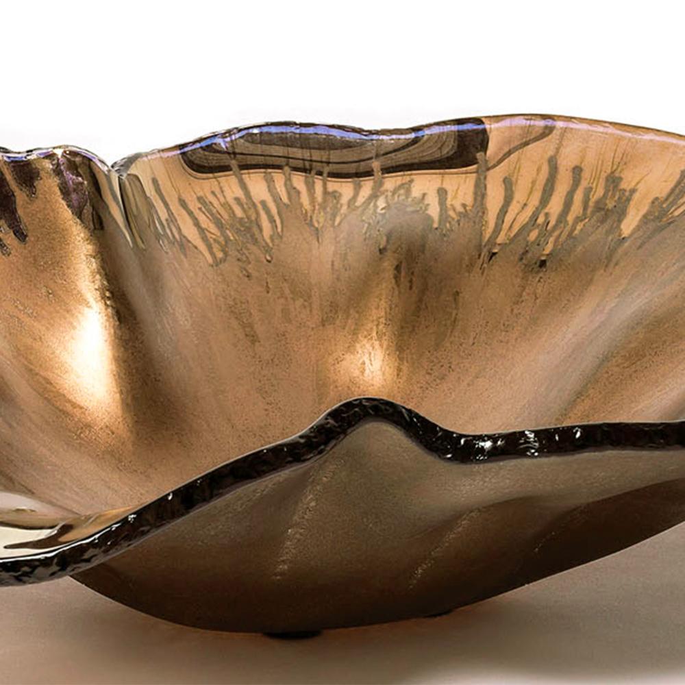 Belgian Outbreak Bronzed Glass Bowl For Sale