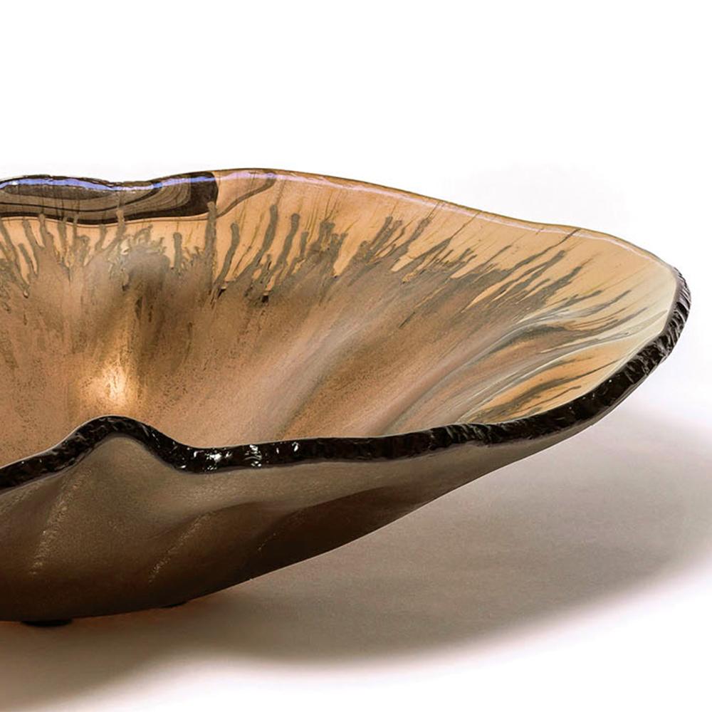 Hand-Crafted Outbreak Bronzed Glass Bowl For Sale