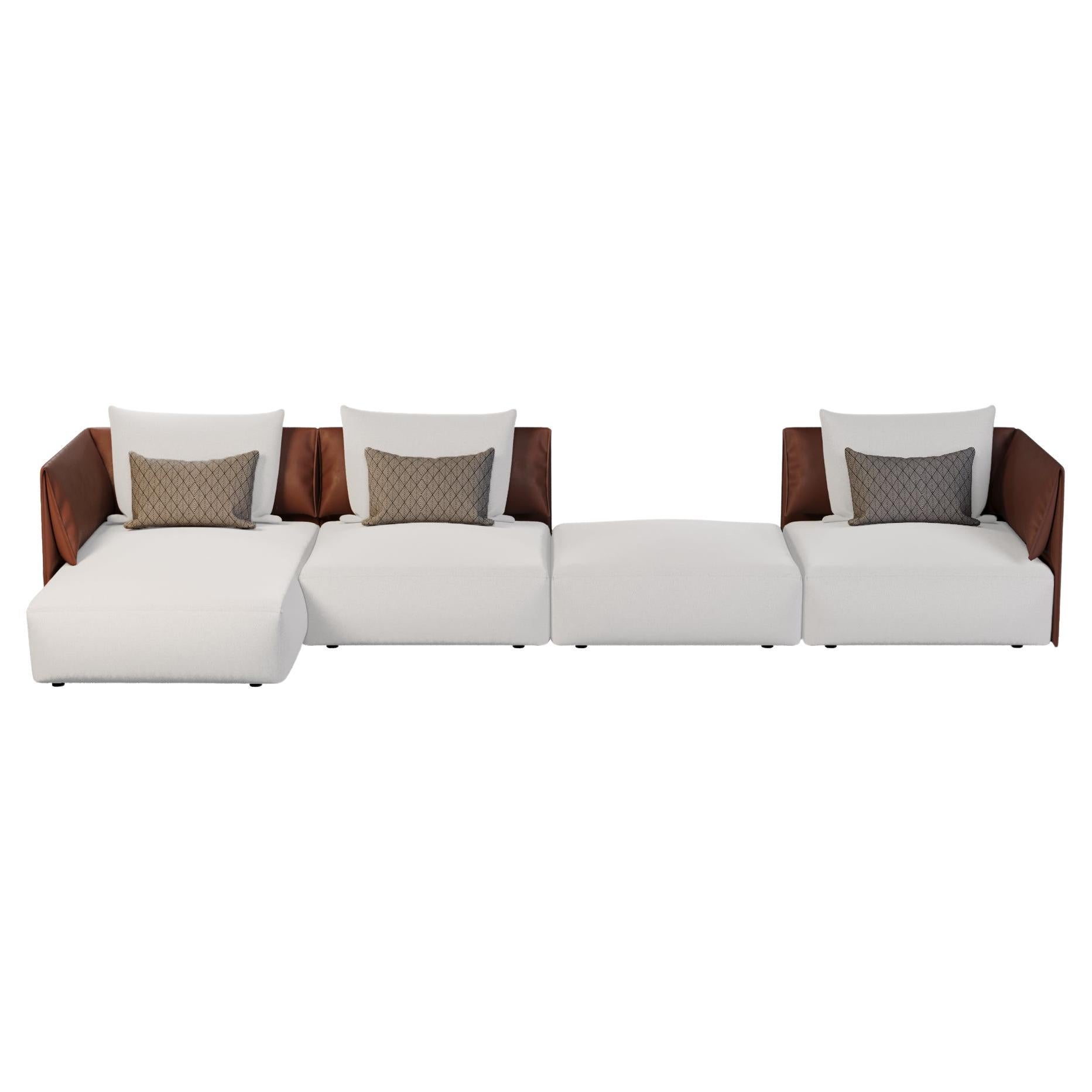 Modern Outdoor Modular Sofa with Waterproof Leather