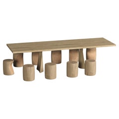 Table de salle à manger en cèdre 102" W avec dix tabourets en bois de cèdre massif pour l'extérieur