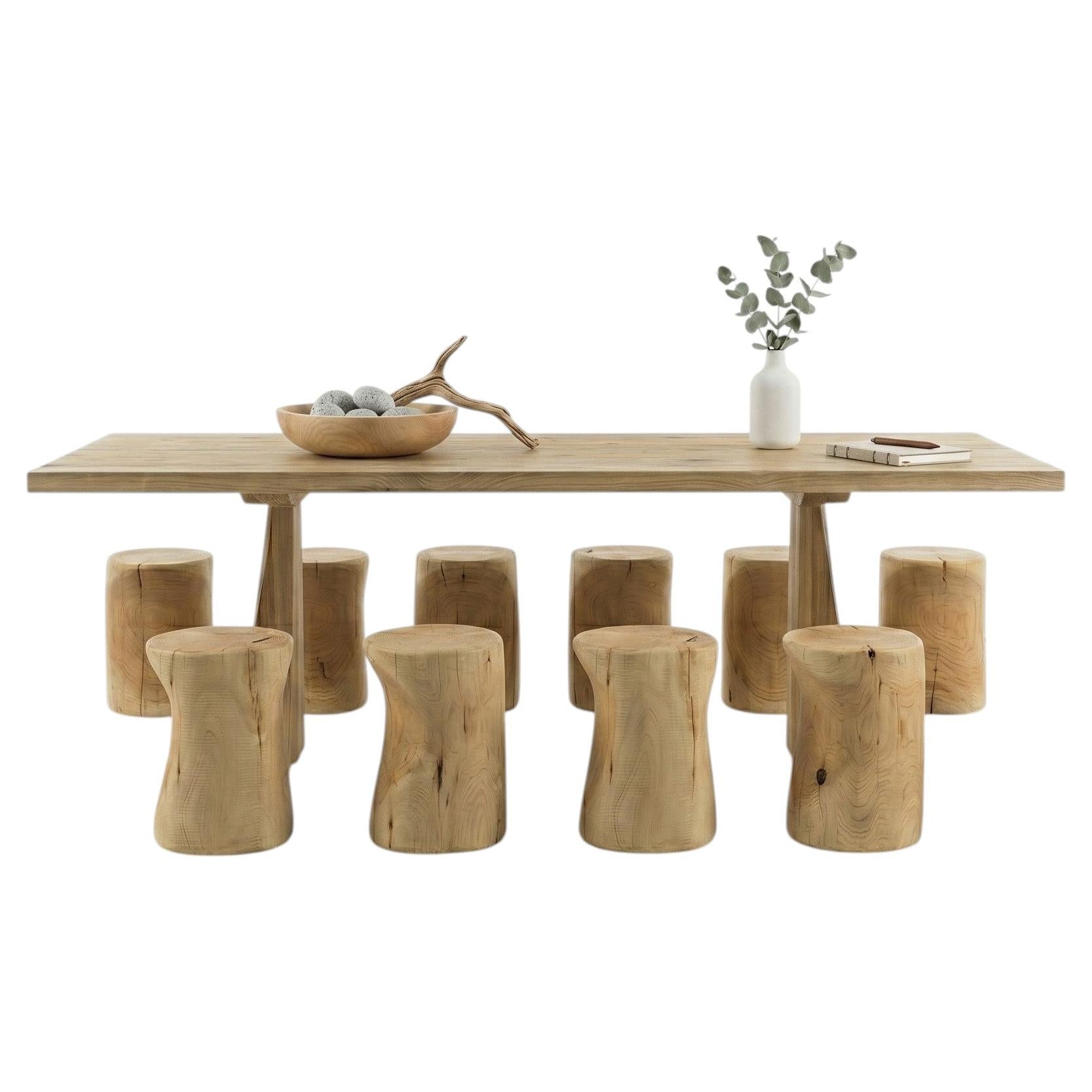 Solid Lebanon Cedar Outdoor Dining Table Set by Riva 1920, Seats 10