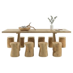 Solid Lebanon Cedar Outdoor Dining Table Set by Riva 1920, Seats 10
