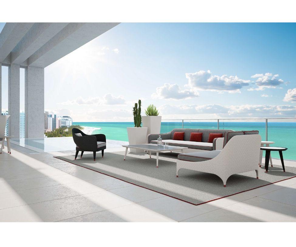 Modern Outdoor 3-Seat Sofa with Armrest by Cipriani For Sale