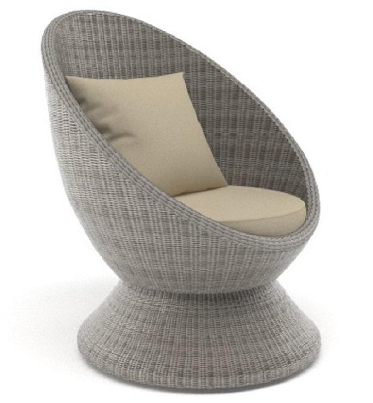 Outdoor 360° Rotating Lounge Chair in Seashell Wicker For Sale at 1stDibs