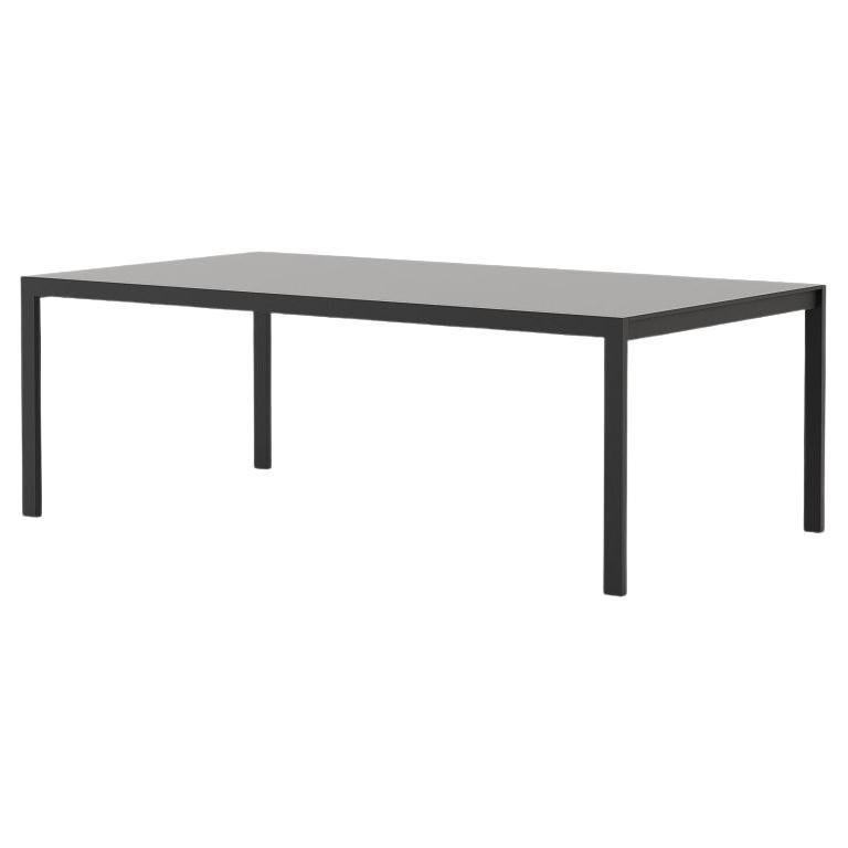 Européen Table de salle à manger d'extérieur de 87 pouces avec pieds en acier inoxydable micro texturé et plateau HPL en vente