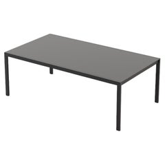 Table de salle à manger d'extérieur de 87 pouces avec pieds en acier inoxydable micro texturé et plateau HPL