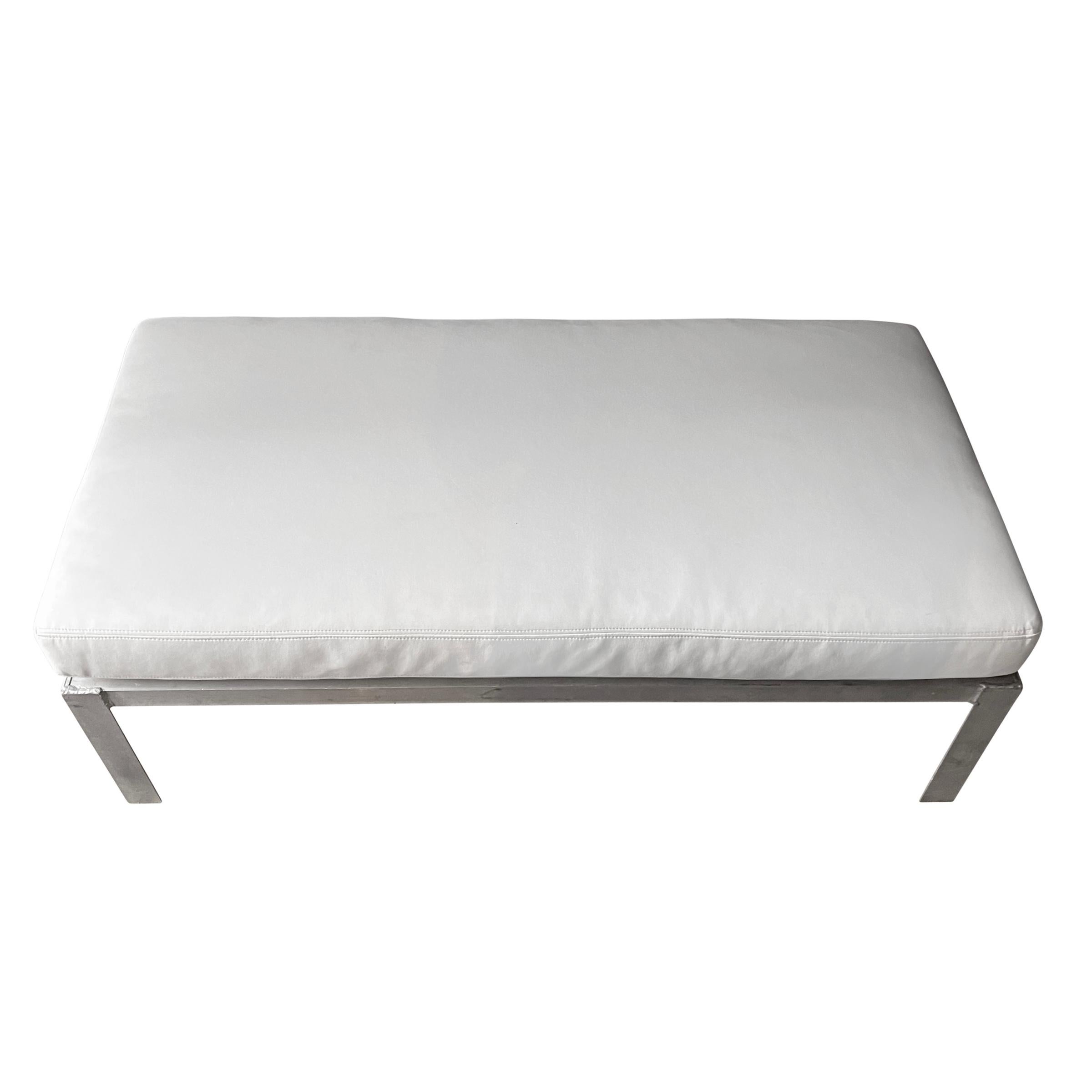 American Outdoor Aluminum and Faux Leather Bench For Sale