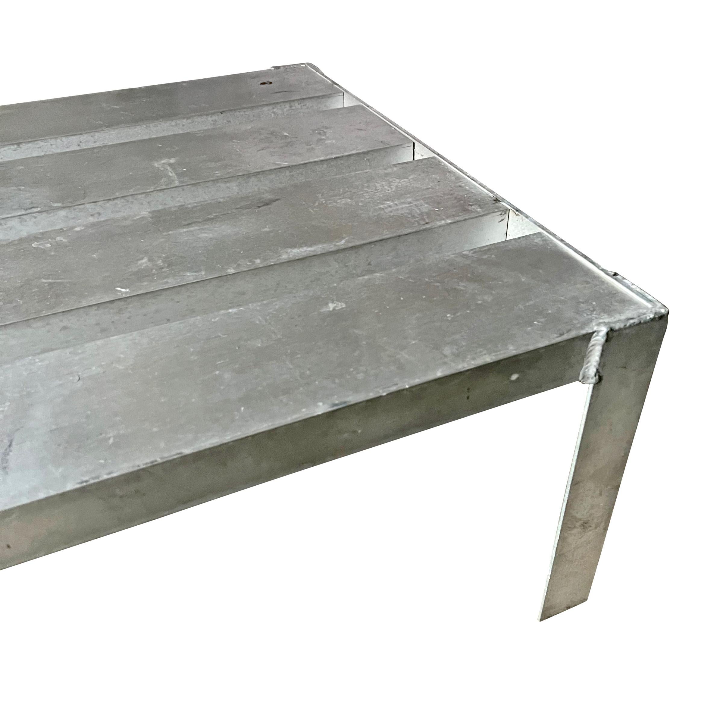 Outdoor Aluminum and Faux Leather Bench For Sale 2