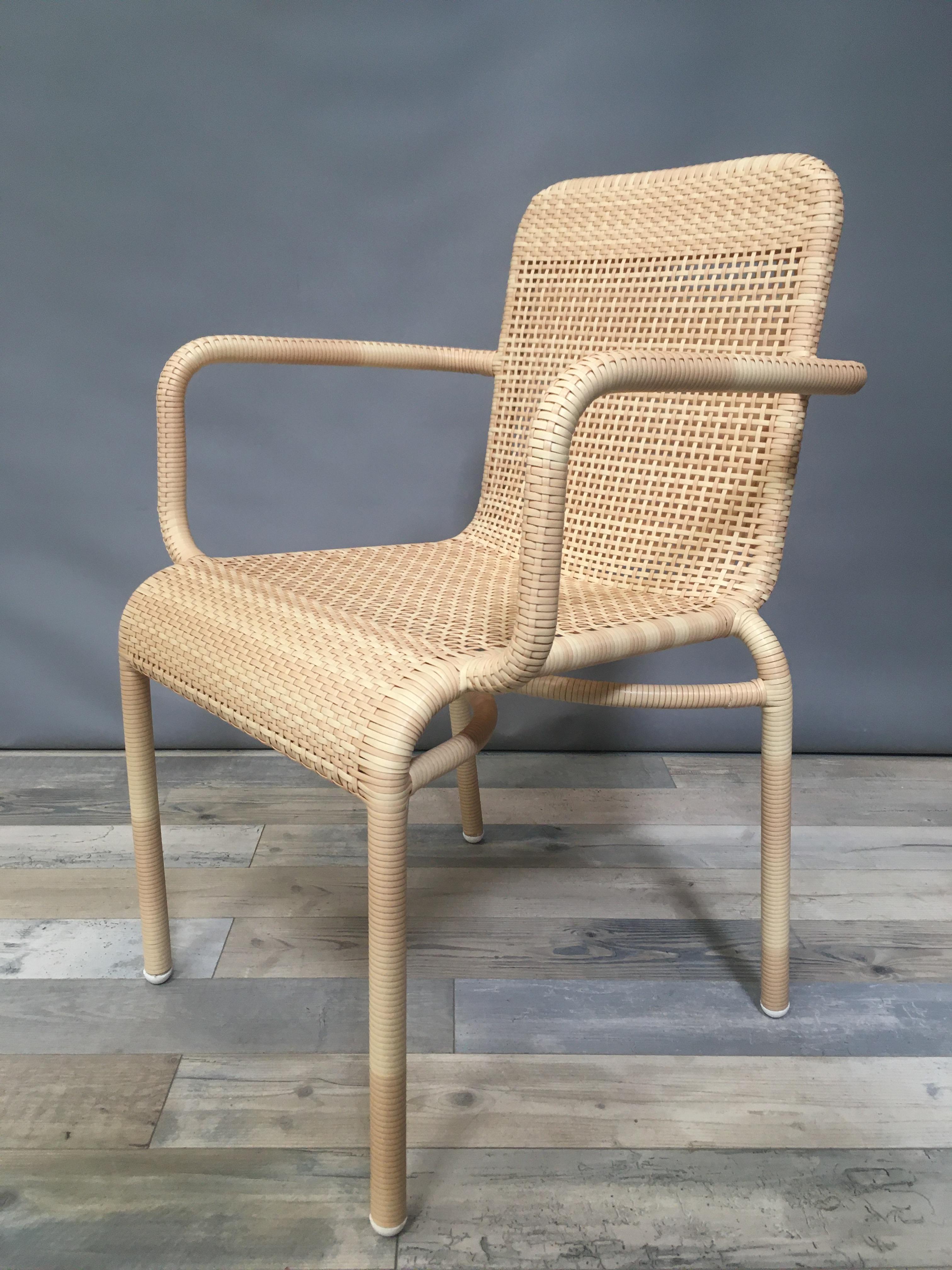 Mid-Century Modern Outdoor Armchair in a Braided Resin Rattan Effect