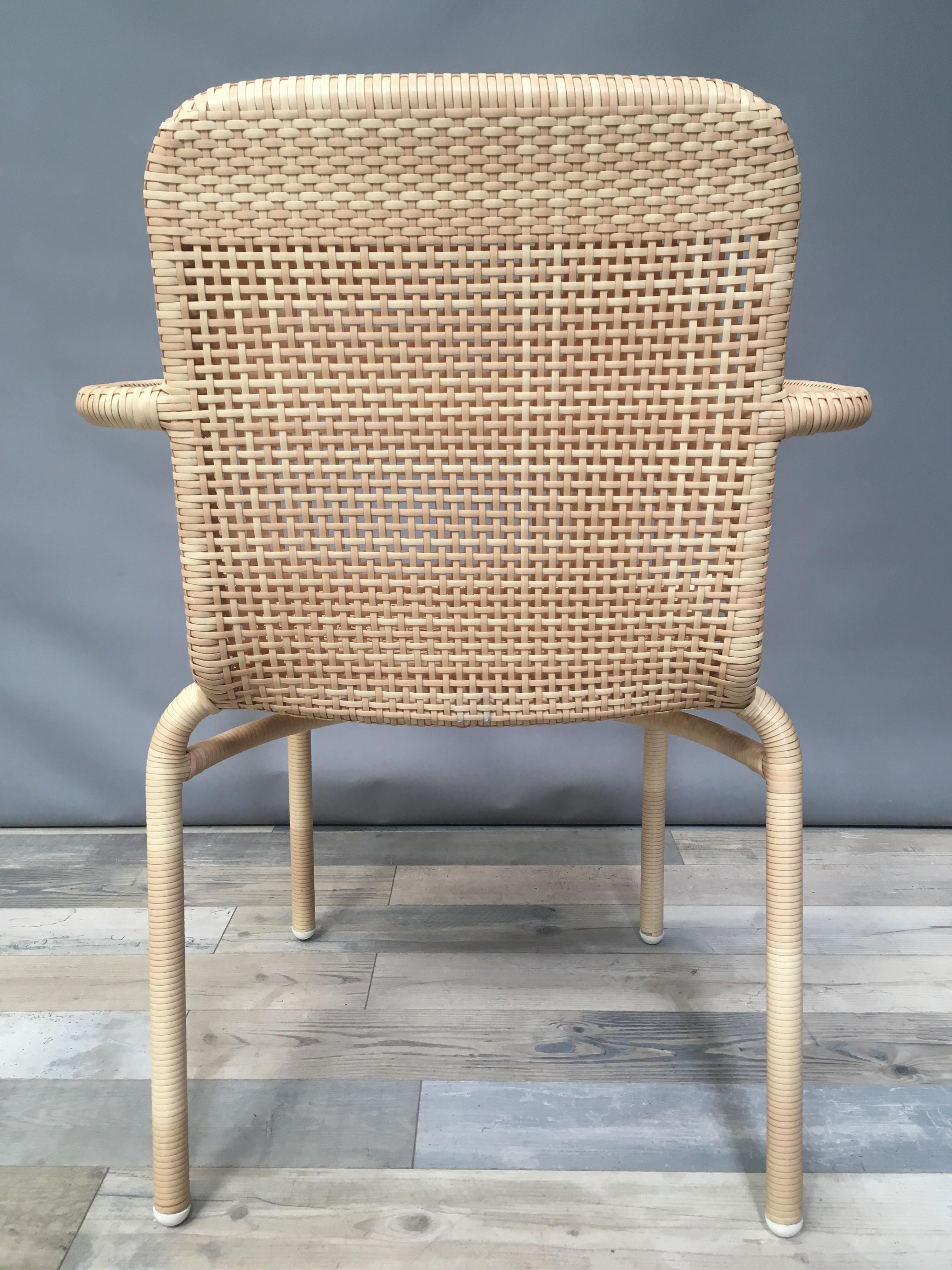 Contemporary Outdoor Armchair in a Braided Resin Rattan Effect