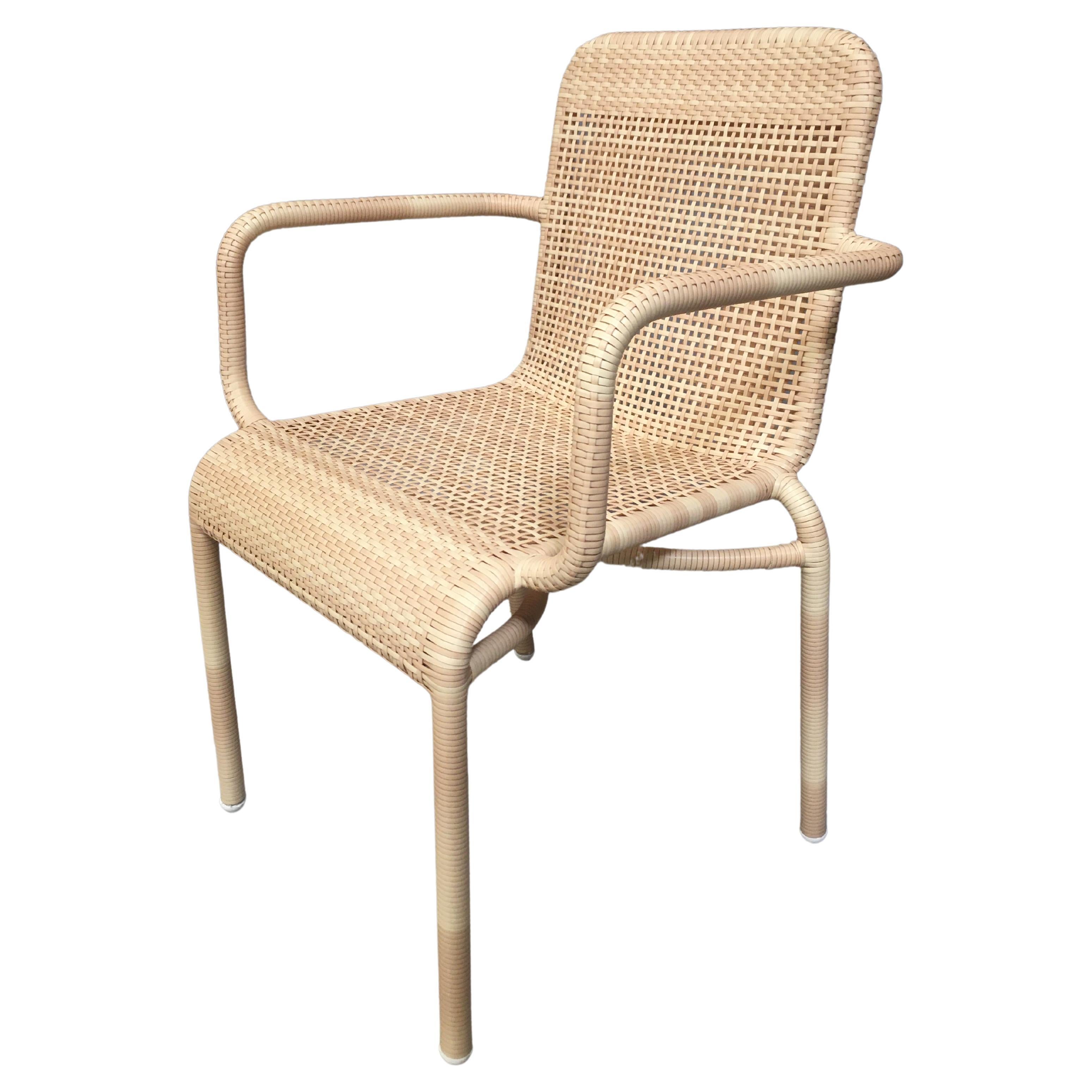 Outdoor Armchair in a Braided Resin Rattan Effect For Sale