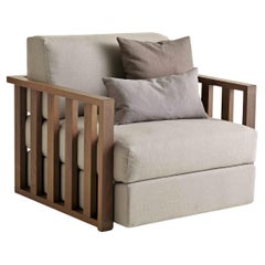 Outdoor Armchair Made to Order in Solid Wood, Moka Finish
