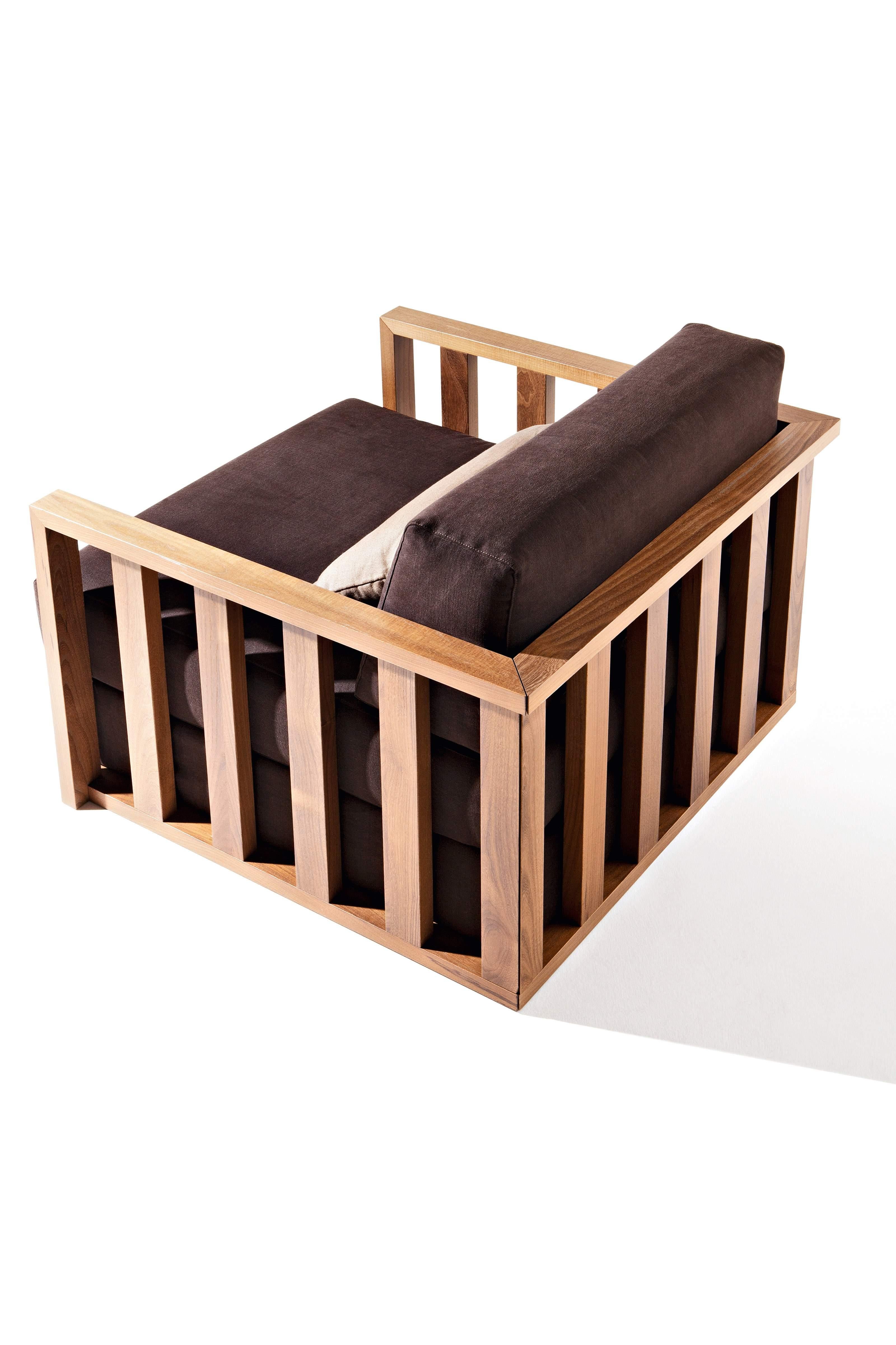Sessel für den Außenbereich, auf Bestellung gefertigt aus Massivholz, Wenge-Finish im Angebot 2