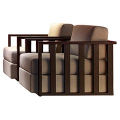 Outdoor Armchair Made to Order in Solid Wood, Wenge Finish