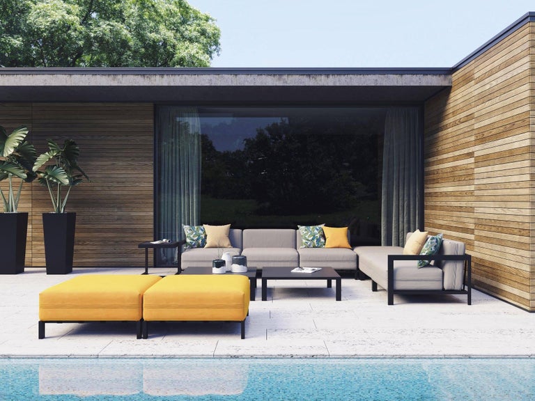 Outdoor Armchair with MicroTextured Stainless Steel Frame For Sale at