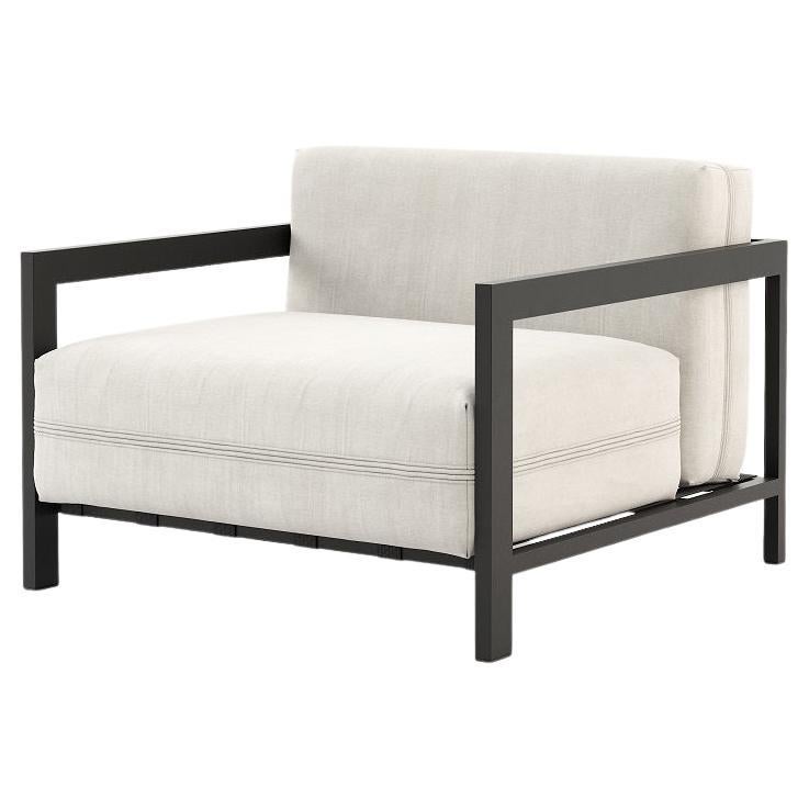 Europeo Poltrona da esterno con struttura in acciaio inox microtesturizzato in vendita