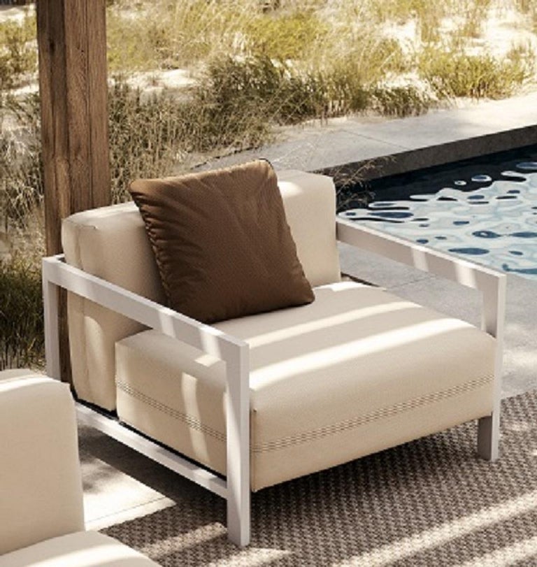Outdoor Armchair with Micro-Textured Stainless Steel Frame For Sale 1