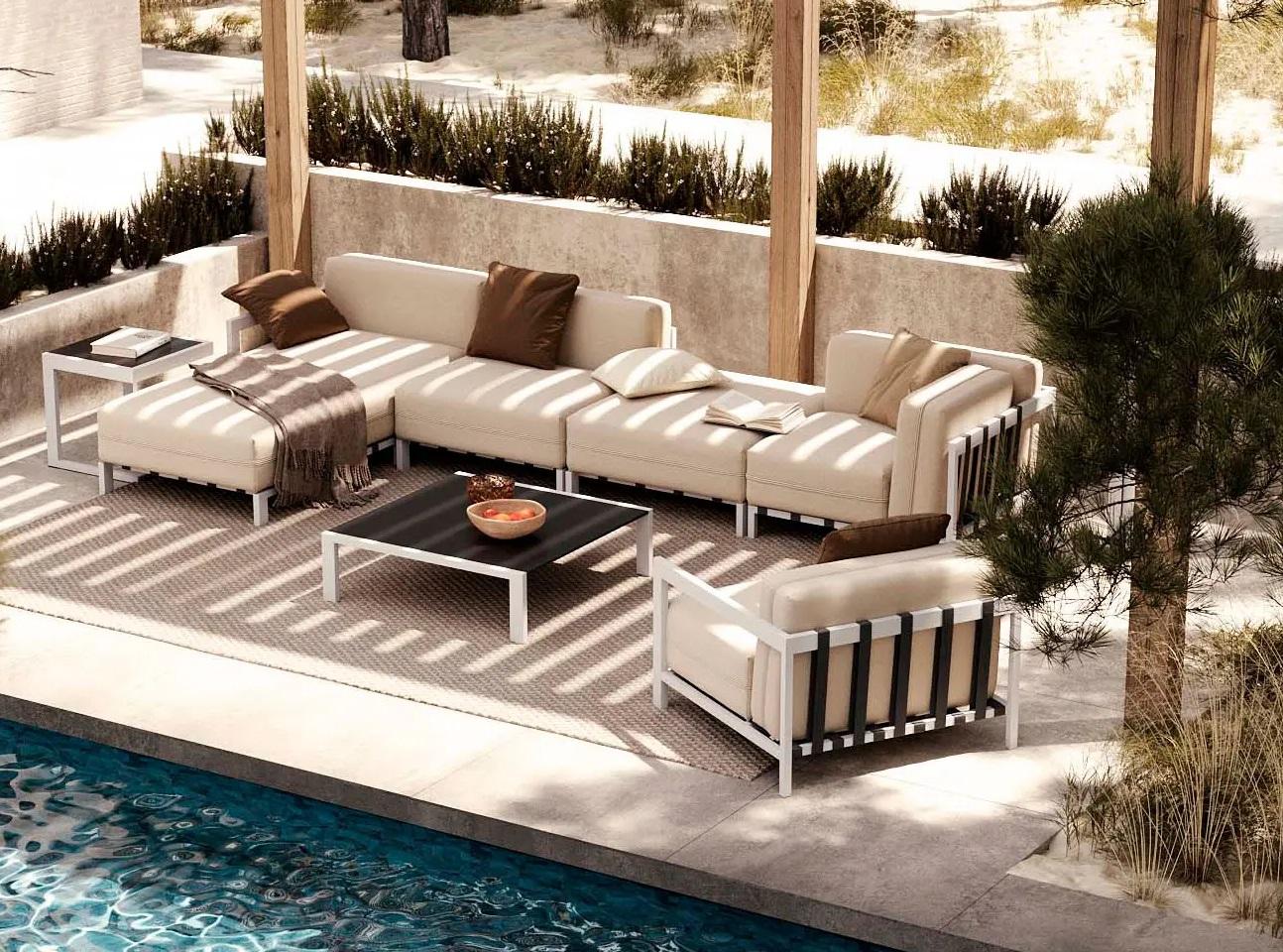 Poltrona da esterno con struttura in acciaio inox microtesturizzato in vendita 2