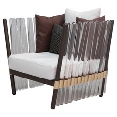 Modern Armchair with Gold Metallic Details  for Outdoor use