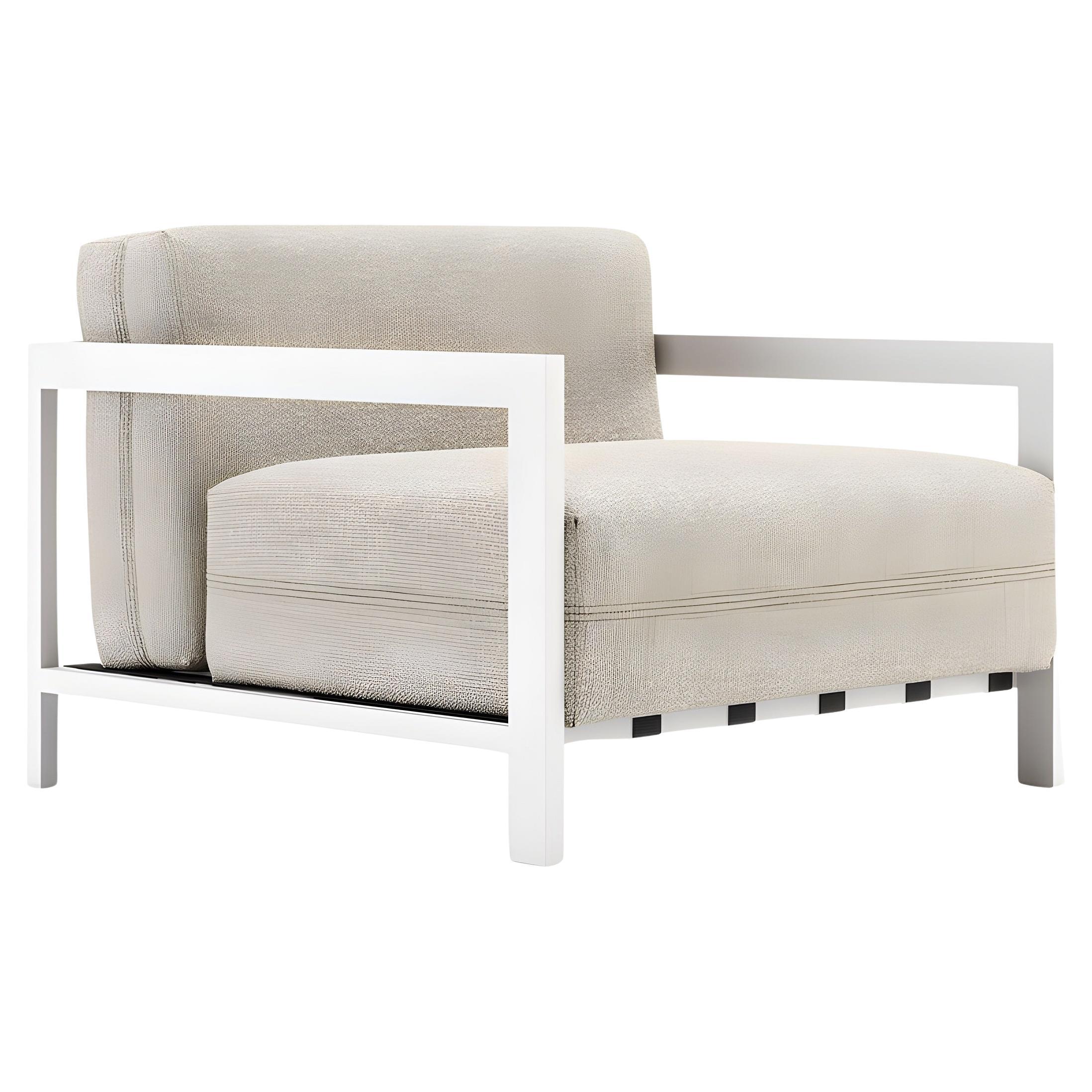 Sillón de exterior con estructura de acero inoxidable microtexturado