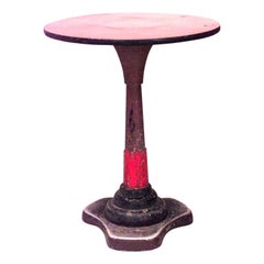 Antique Outdoor Art Deco Iron Red Café Table