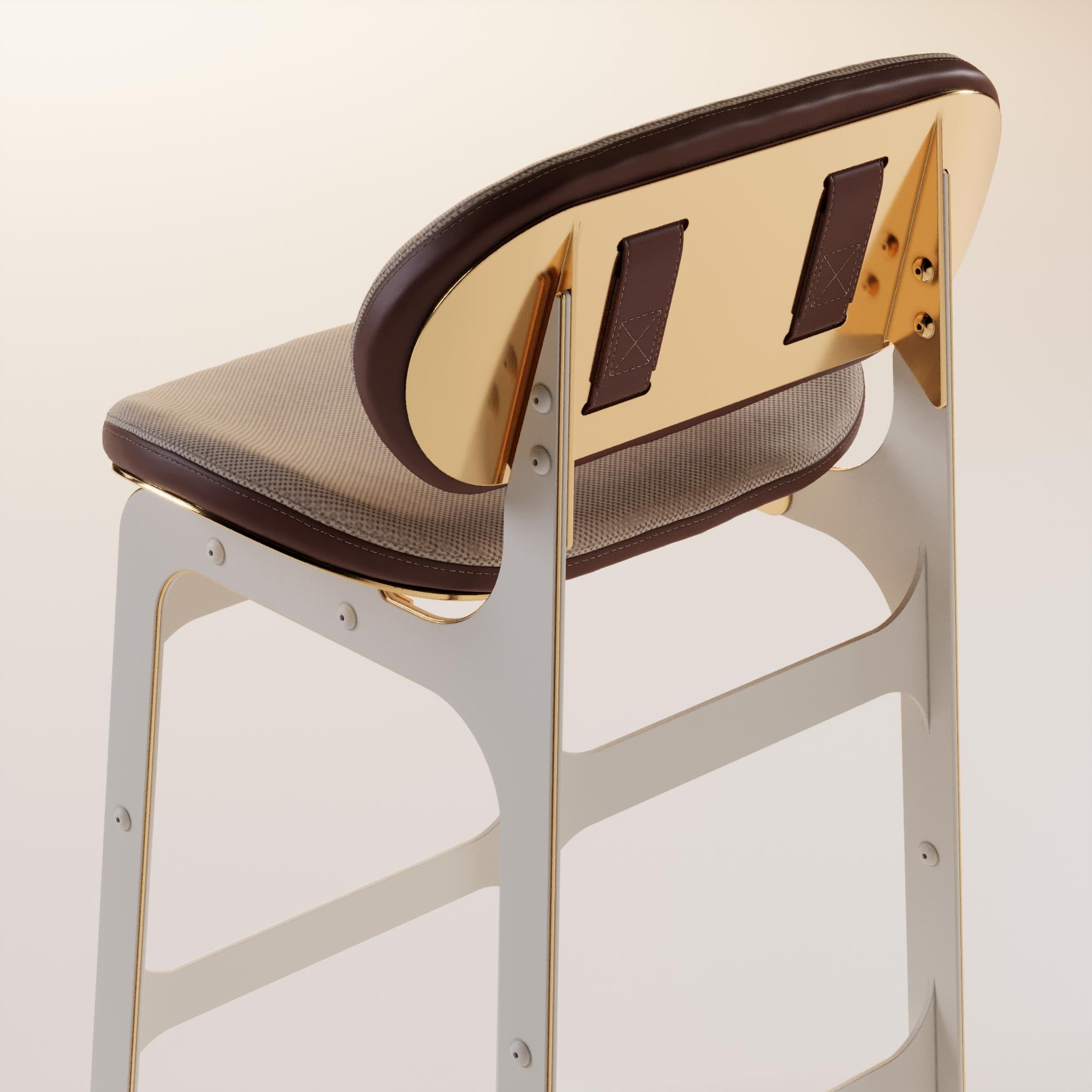 Outdoor-Barstuhl mit braunem Leder und Acrylgewebe im Zustand „Neu“ im Angebot in Santo Tirso, PT