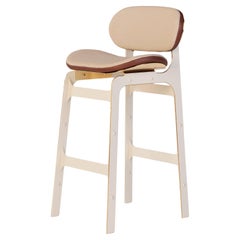 Outdoor-Barstuhl mit braunem Leder und Acrylgewebe