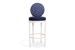 Outdoor Bar Chair with Navy Blue Mariaflora Fabrics