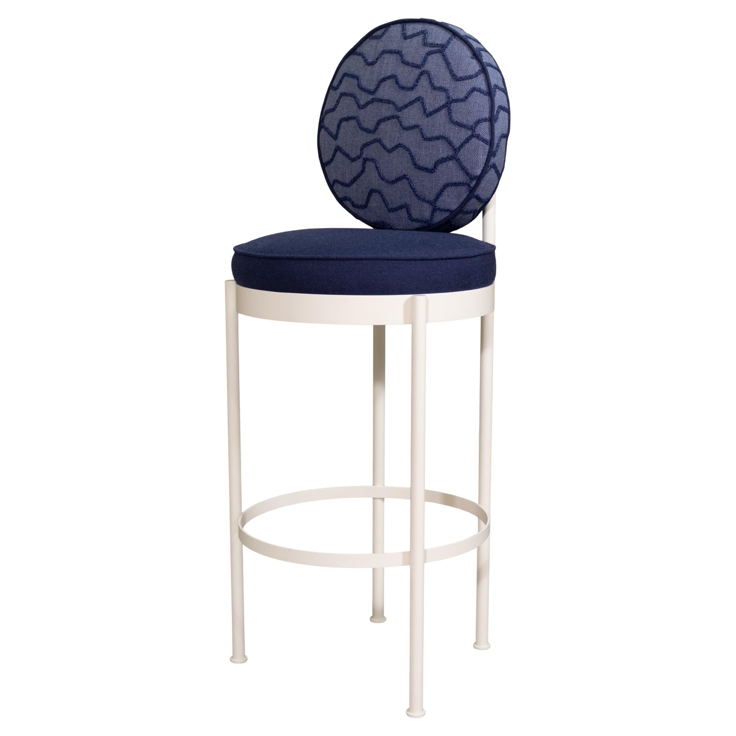 Sedia da bar per esterni con tessuti Mariaflora blu navy in vendita