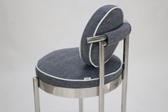 Outdoor Bar Stool - Stainless Steel and Patterned Upholstery