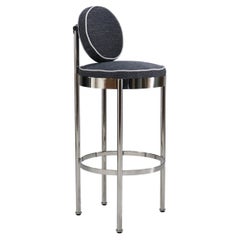 Patio Bar Stool with Stainless Steel Frame and Patterned Upholstery