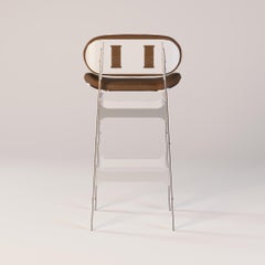 Contemporary Outdoor Bar Chair with Waterproof Brown Upholstery