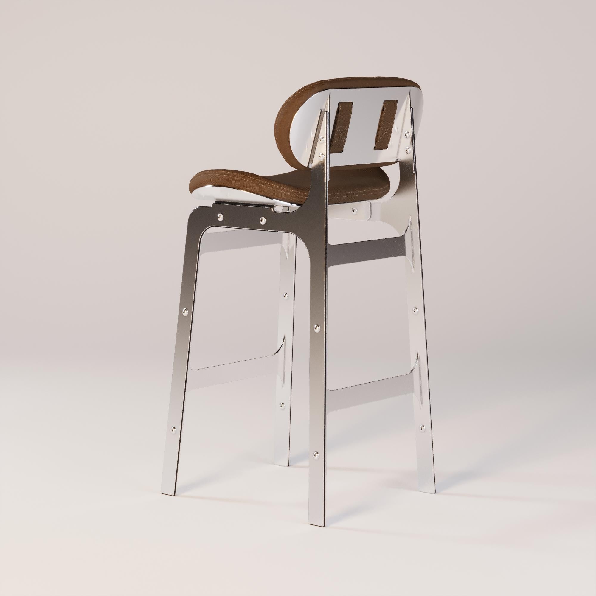 Moderno Sedia da bar per esterni con tessuto impermeabile marrone in vendita