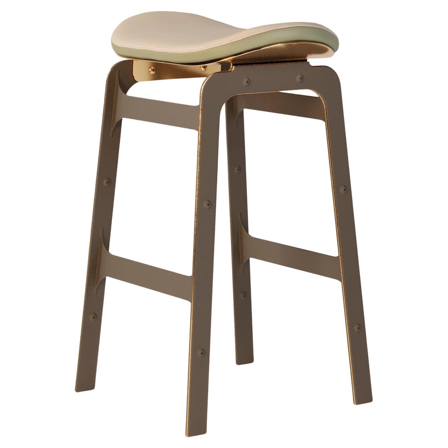 Outdoor Bar Stool with Leather Seating Upholstery