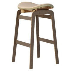 Outdoor Bar Stool with Leather Seating Upholstery